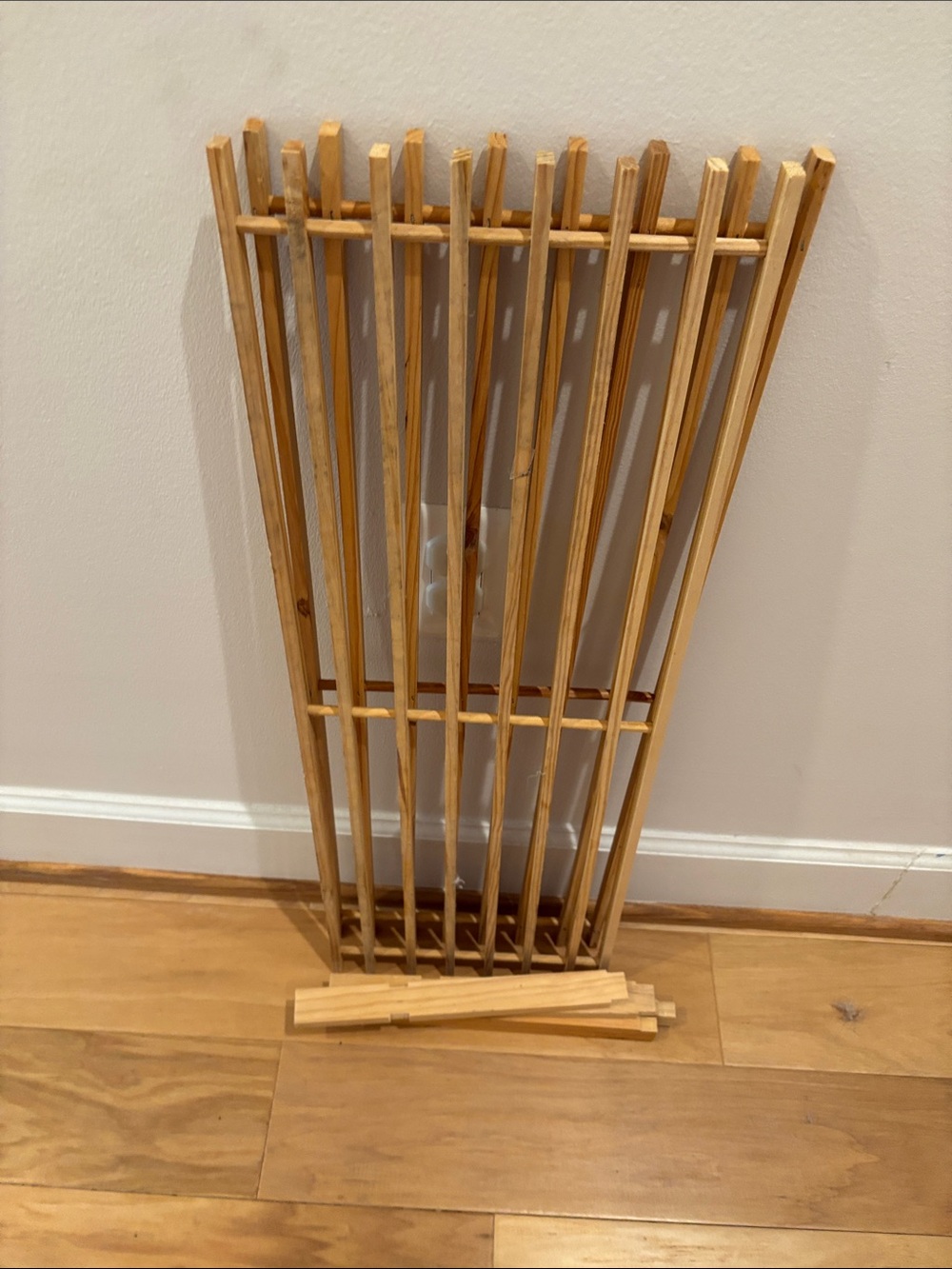 Wooden Slatted Folding Rack - Natural Wood